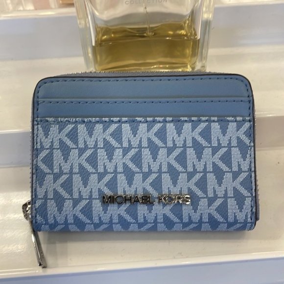 Michael Kors Jet Set Travel Medium Zip Around Card Case Chambray Multi - Picture 1 of 16